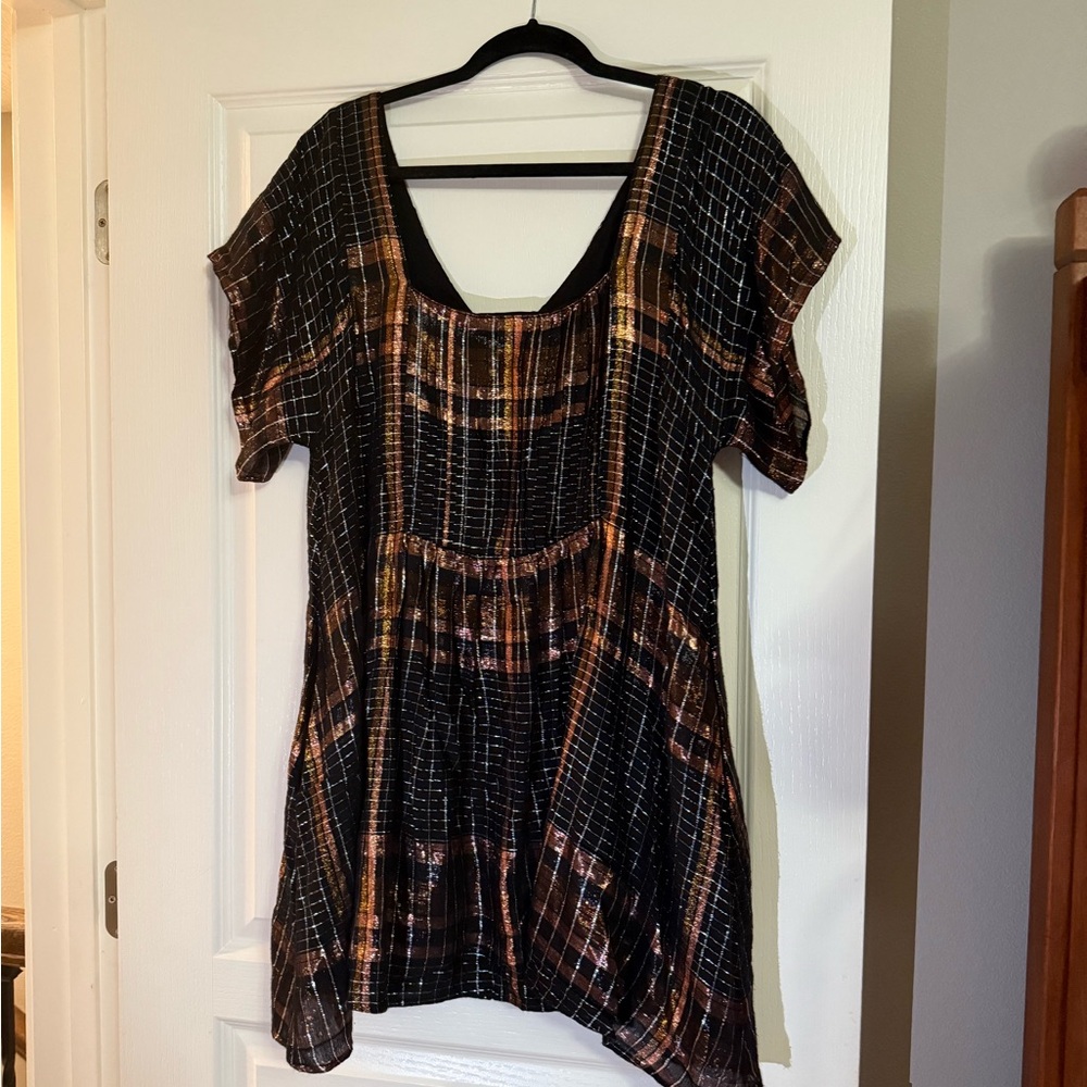 Free People Stylish Black and metallic Brown Women's dress